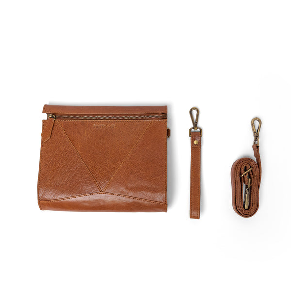 Pocket Cross Body Tan Leather