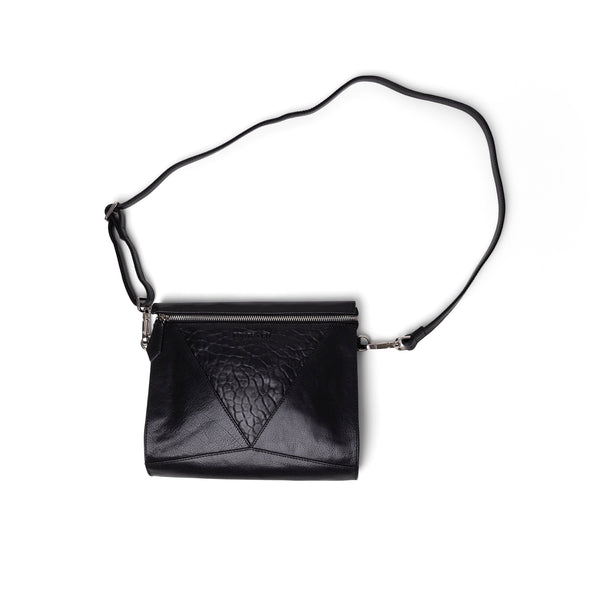 Pocket Cross Body Black Leather