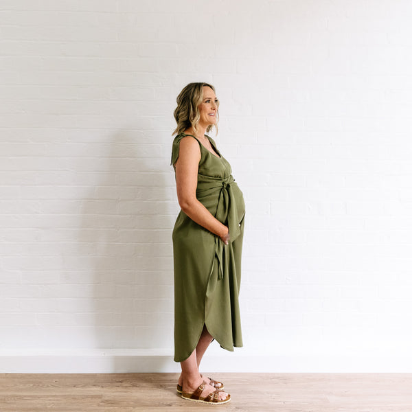 The Icon Maternity Dress - Moss