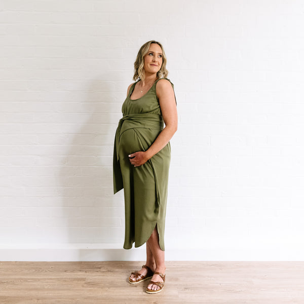 The Icon Maternity Dress - Moss
