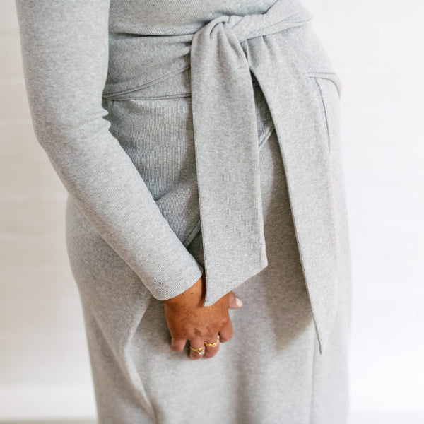 Rib Maternity Dress - Grey Marle Organic Cotton