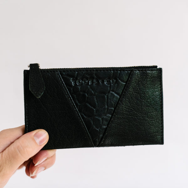 The Gem Card Wallet Black Buffalo Leather
