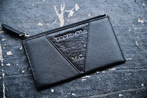 MONOGRAMMED LEATHER CARD WALLET WOMENS