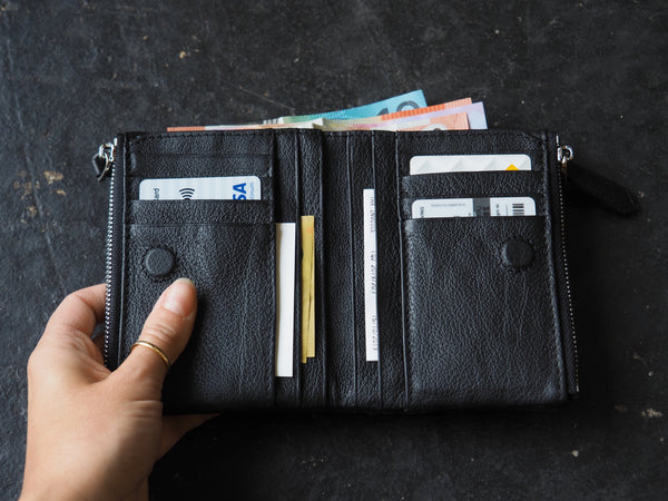 Sublime Double Zip Fold Wallet - Matt Leather