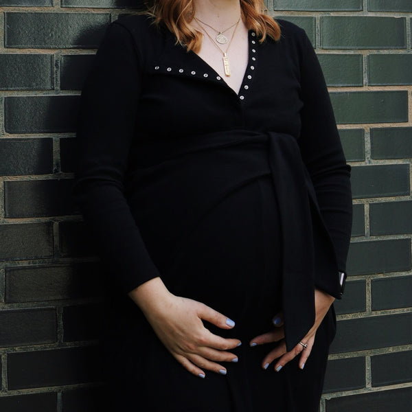 Rib Maternity Dress - Black Organic Cotton