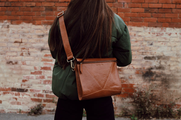 Pocket Cross Body Tan Leather