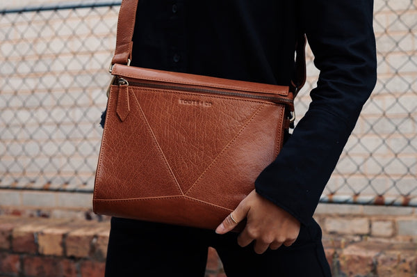 Pocket Cross Body Tan Leather