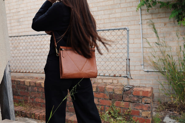 Pocket Cross Body Tan Leather