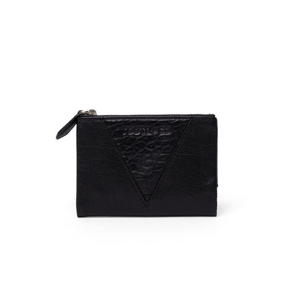 Sublime Double Zip Fold Wallet Black Buffalo Leather