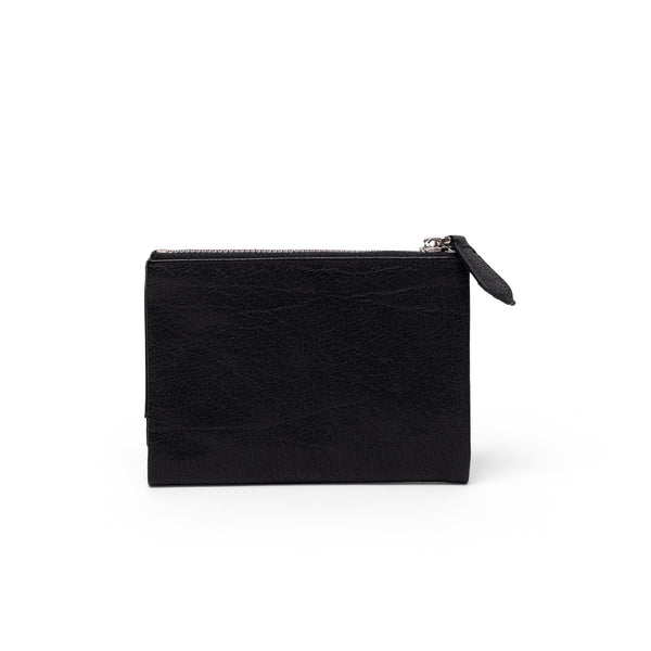 Sublime Double Zip Fold Wallet Black Buffalo Leather