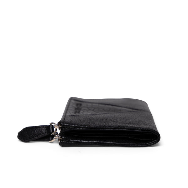 Sublime Double Zip Fold Wallet Black Buffalo Leather