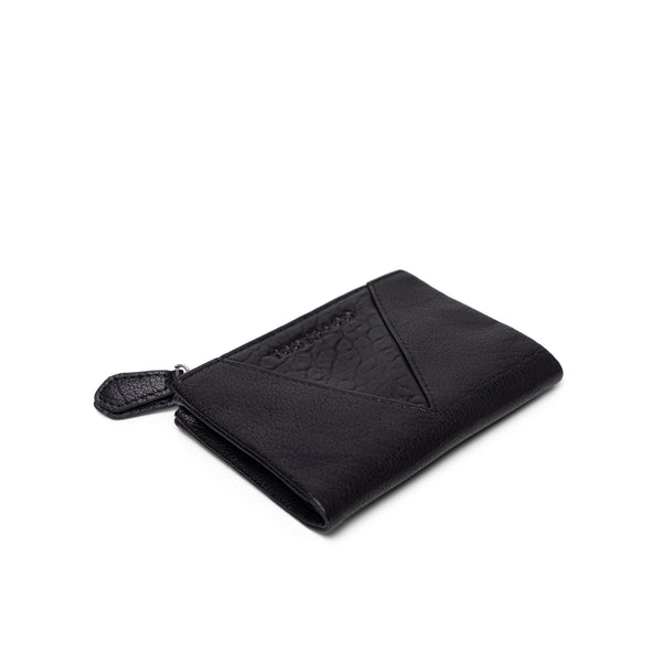 Sublime Double Zip Fold Wallet Black Buffalo Leather