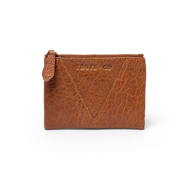 Sublime Double Zip Fold Wallet Tan Leather