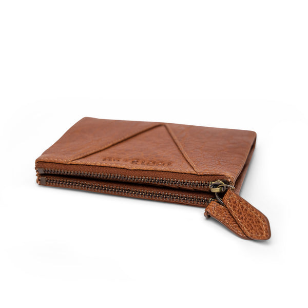 Sublime Double Zip Fold Wallet Tan Leather