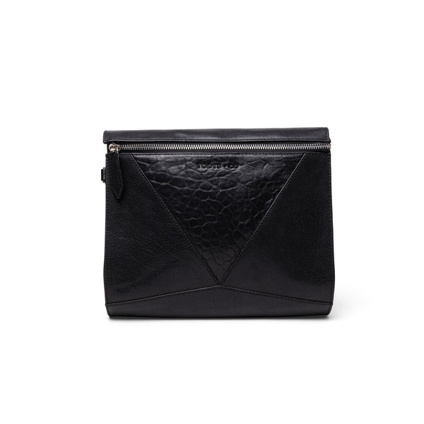 Pocket Cross Body Black Leather