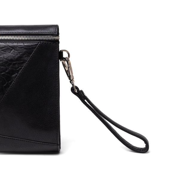 Pocket Cross Body Black Leather