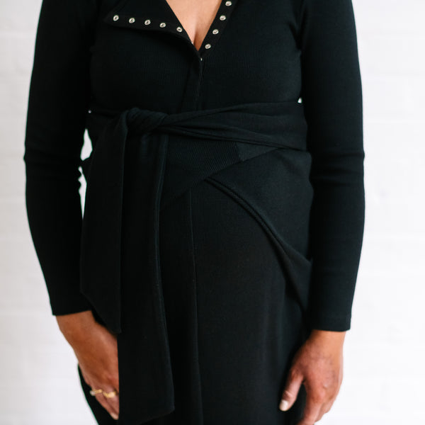 Rib Maternity Dress - Black Organic Cotton