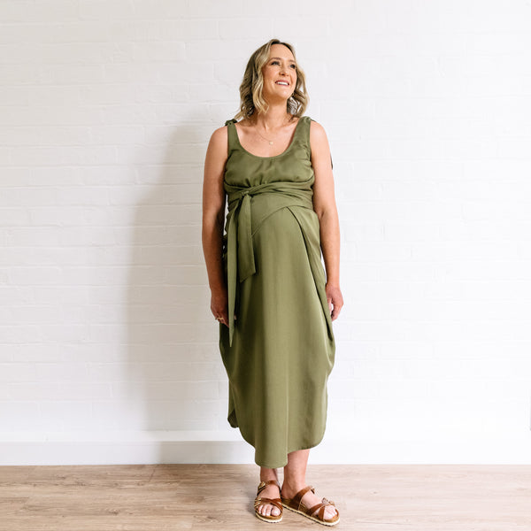 The Icon Maternity Dress - Moss