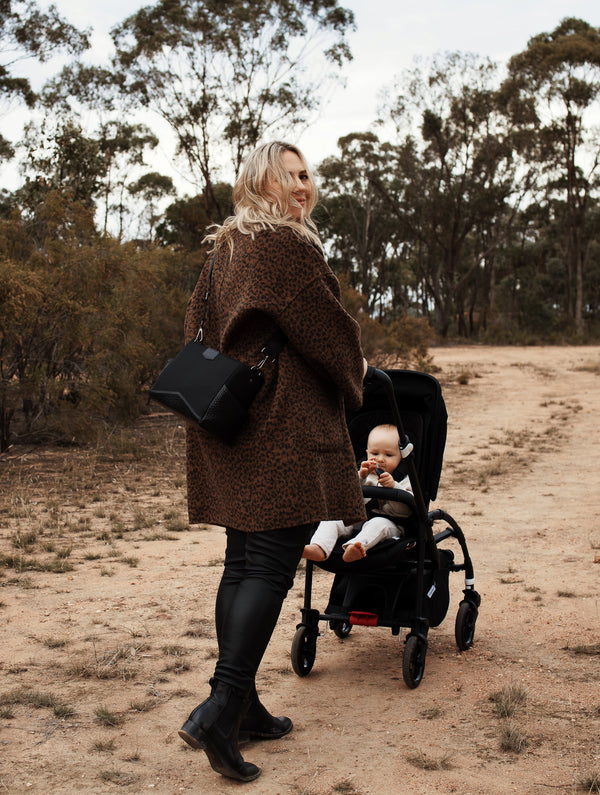 CONVERTIBLE PRAM + SHOULDER ORGANISER - BUBBLE LEATHER