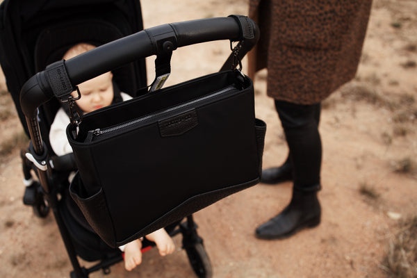 CONVERTIBLE PRAM + SHOULDER ORGANISER - BUBBLE LEATHER