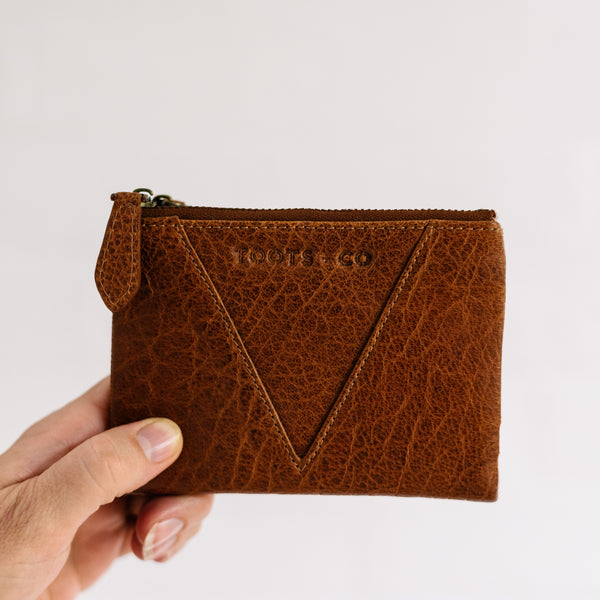 Sublime Double Zip Fold Wallet Tan Leather