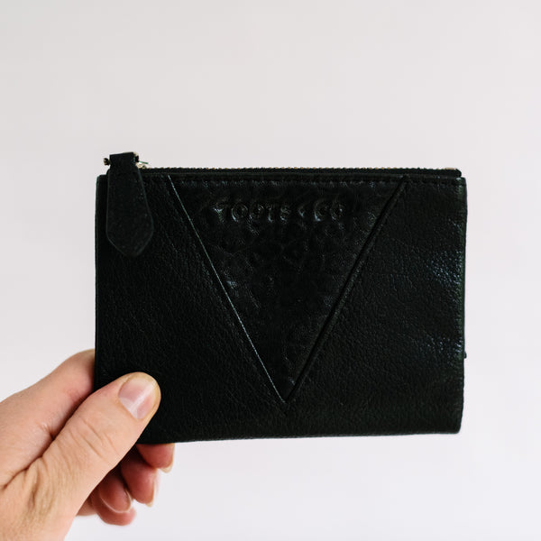 Sublime Double Zip Fold Wallet Black Buffalo Leather