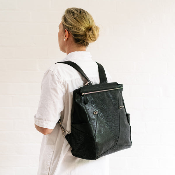 Everything Backpack Black Leather