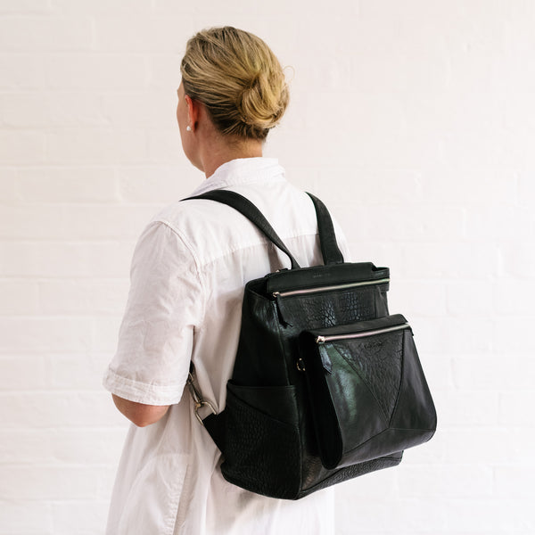 Everything Backpack Black Leather