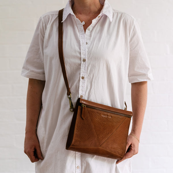 Pocket Cross Body Tan Leather