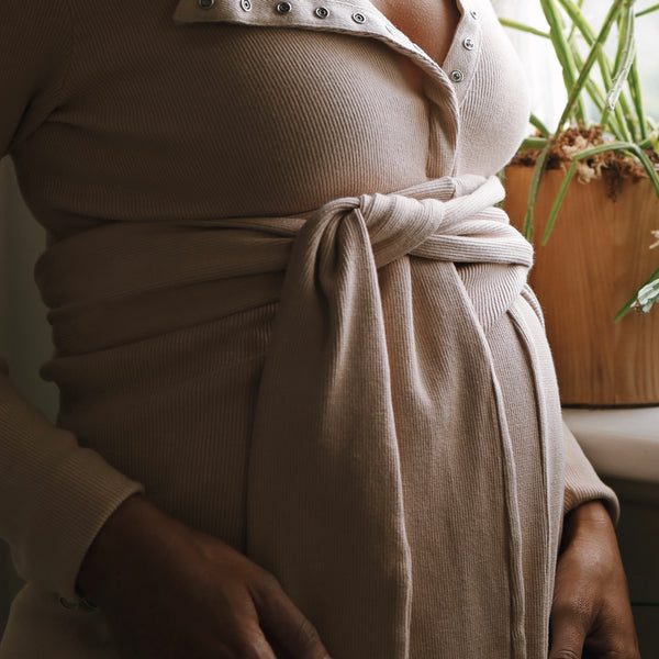 Rib Maternity Dress - Blush Clay Organic Cotton