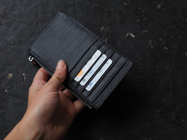 The Gem Cardwallet - Matt Black Leather